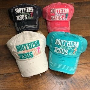 "SOUTHERN RAISED & JESUS SAVED "‎ Embroidered, Vintage Style Ball Cap